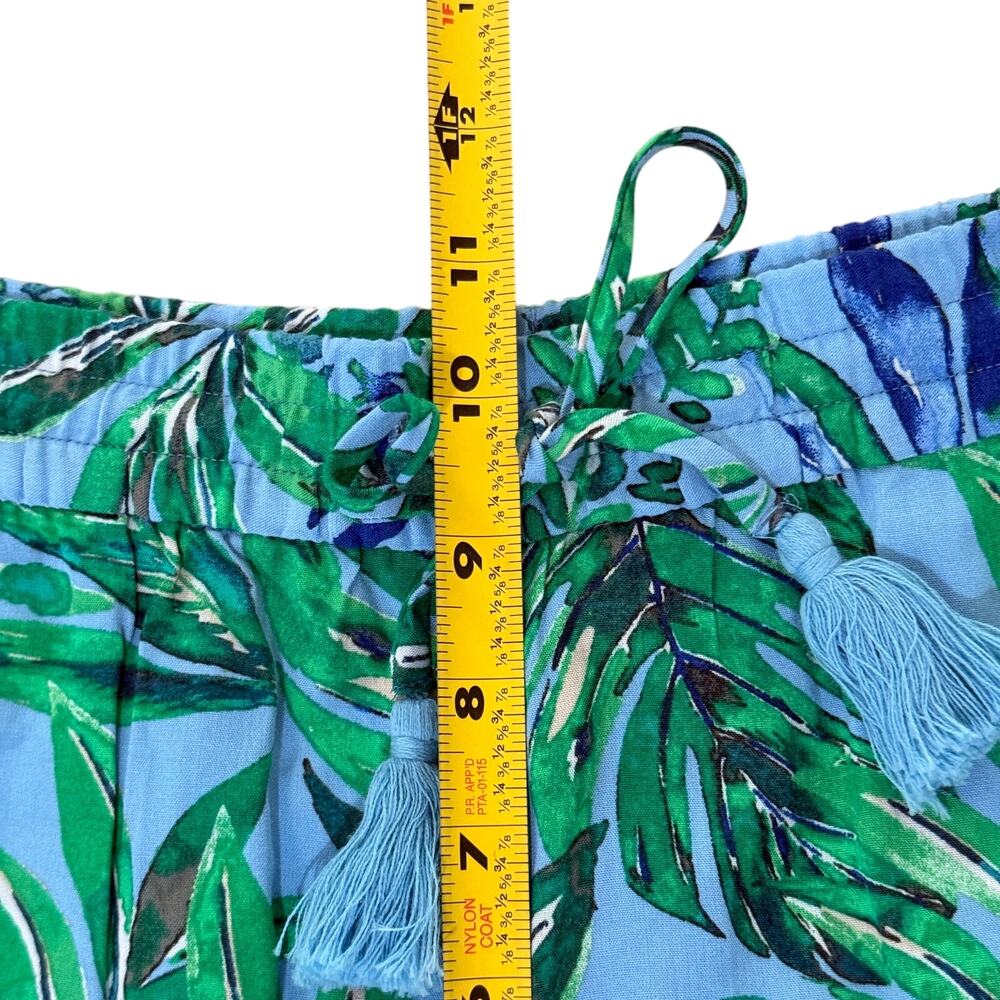 J. Jill Pull-On Shorts Small Blue Green Tropical Leaf Print Pockets Rayon Tassel - Picture 9 of 10